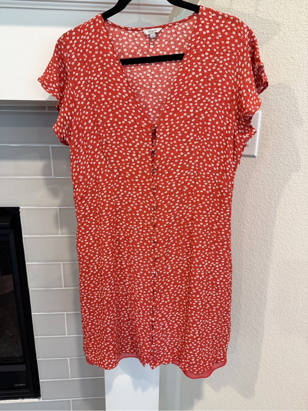 Rails Coral Red Mini Dress with White Dot Floral